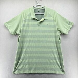 Nike Golf Zonal Cooling Polo Shirt Mens XL Green Striped Performance Golf